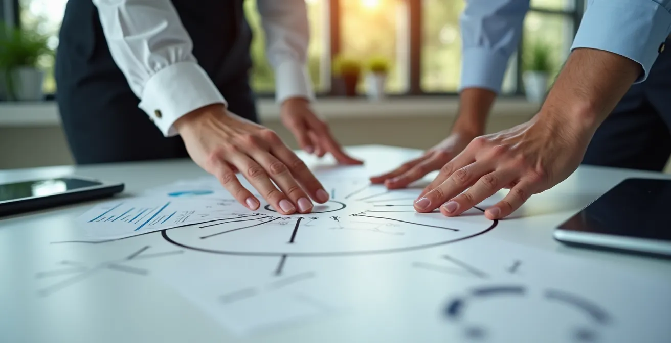 Illustration d'une matrice de responsabilités RACI montrant la répartition des rôles entre PME et prestataire externalisé